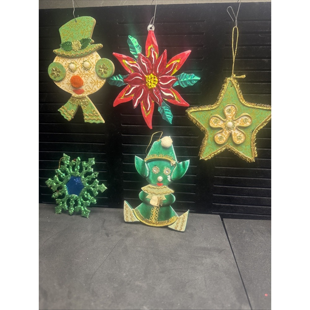 10 Vintage Inarco Moskatel's Japan Christmas‎ Ornaments Need TLC Santa Elves